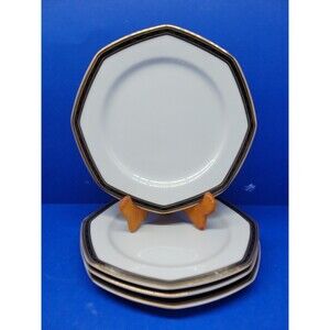 Christopher Stuart Black Dress Salad Plates 8" Bundle of 4